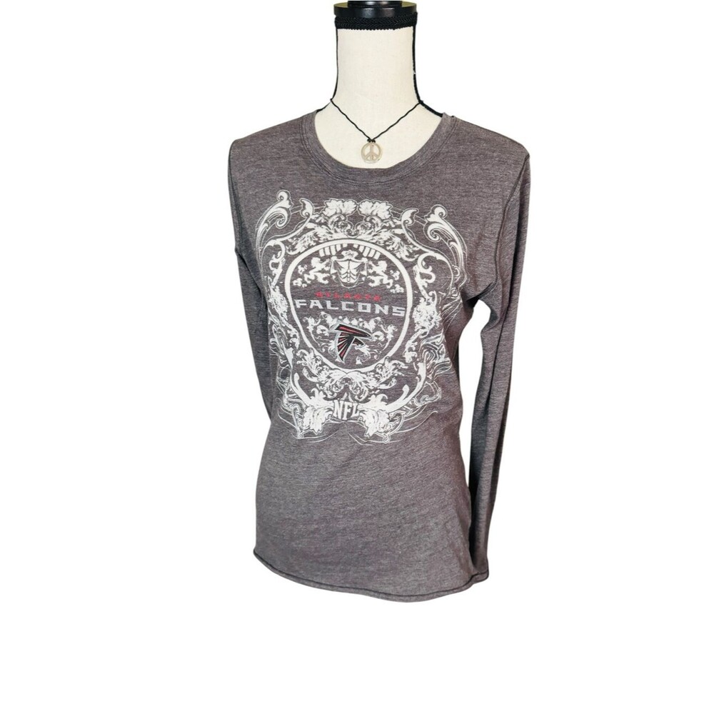 NFL Team Apparel Atlanta Falcons Graphic Long Sleeve Tee Gray Women's Medium